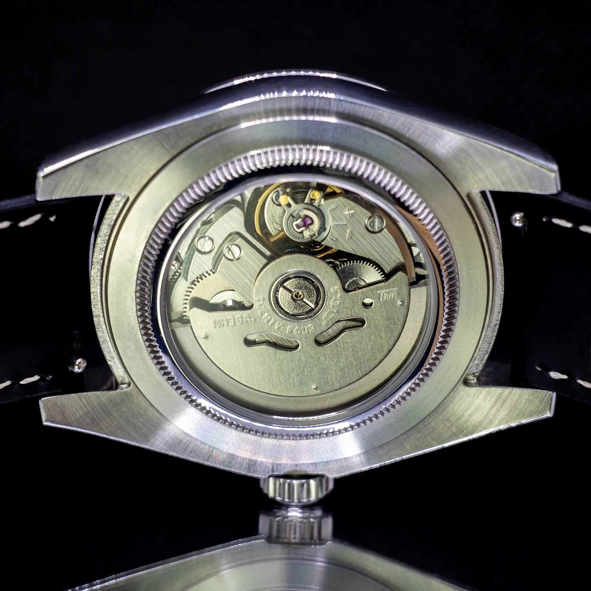 Khaybar Antarctica Dress Watch - Black Aligator Leather Strap