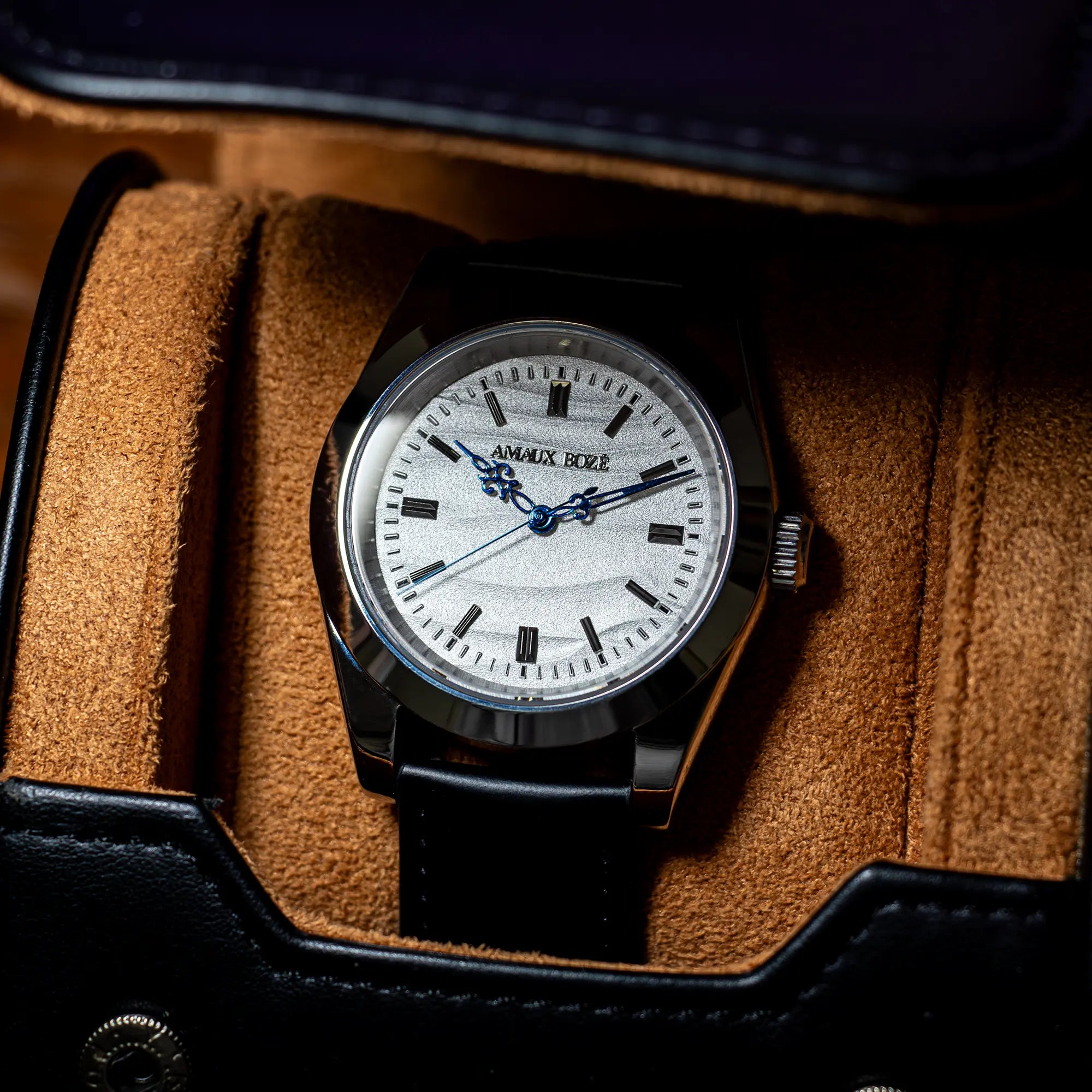 Khaybar Antarctica Dress Watch - Black Aligator Leather Strap