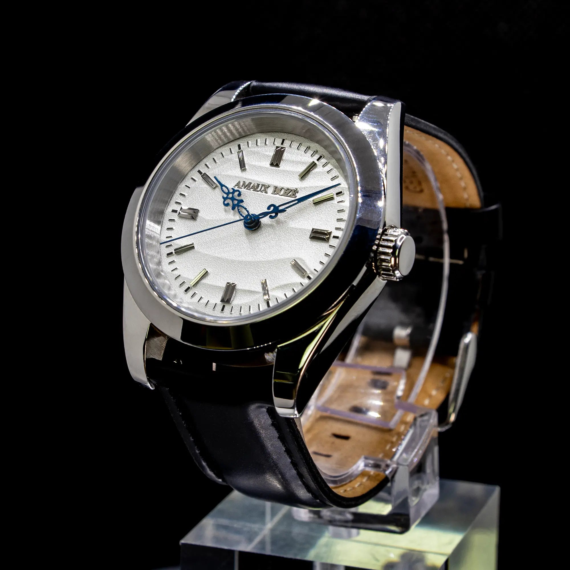 Khaybar Antarctica Dress Watch - Black Aligator Leather Strap