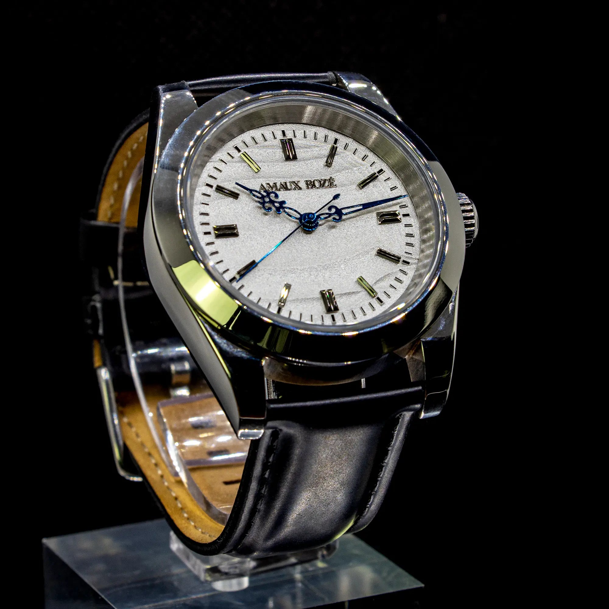 Khaybar Antarctica Dress Watch - Black Aligator Leather Strap