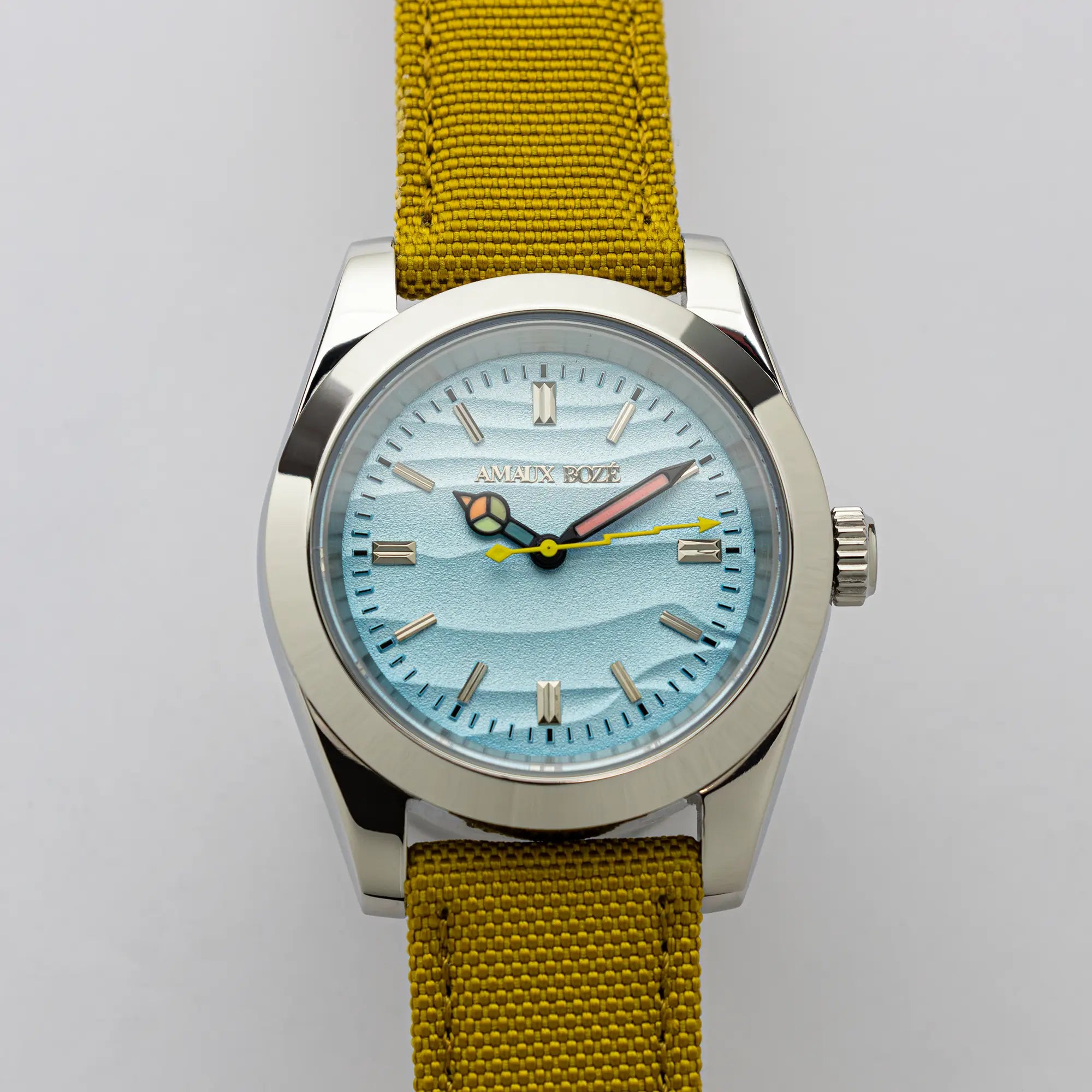 Khaybar Aqua Dress Watch - Yellow Sail Cloth Strap