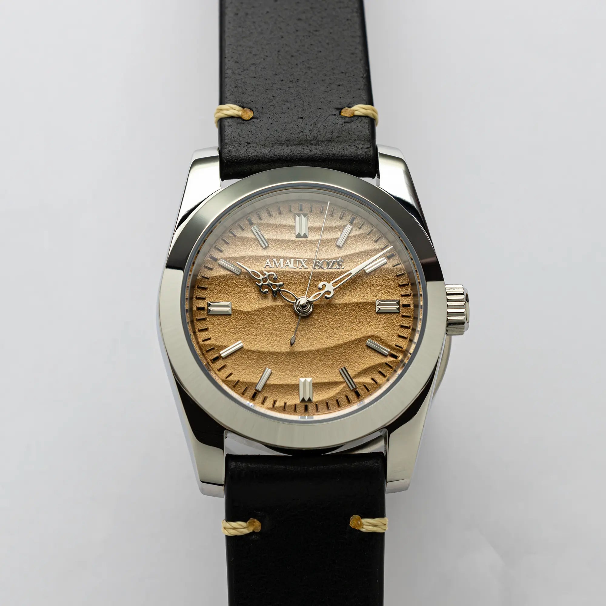 Khaybar Desert Dune Dress Watch - Vintage Black Leather Strap