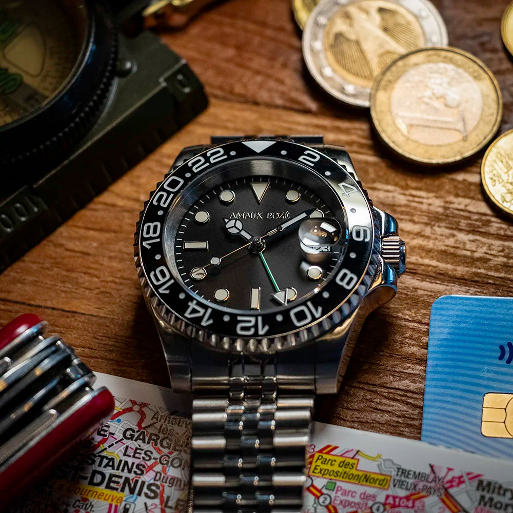 Itacah Black GMT Watch - Jubilee Bracelet